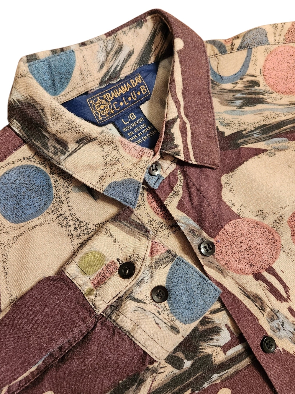 Bahama Bay Men’s Size Large Vintage Button-Down Shirt Multi Color Heritage Luxe